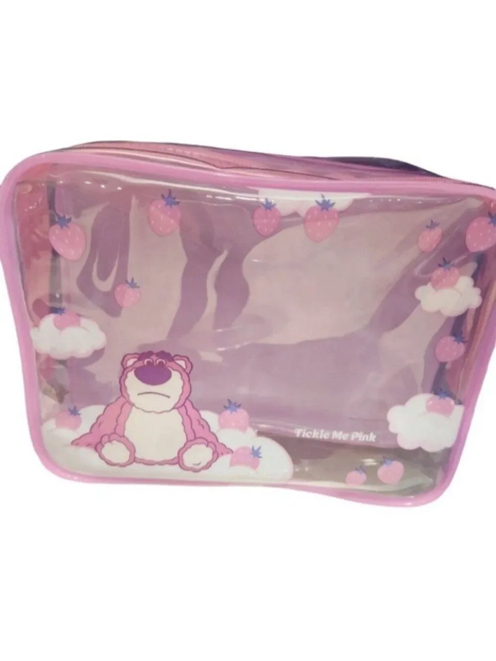 Disney Toy Story Lotso Tickle Me Pink Bear Clear Makeup Bag Pouch NWT